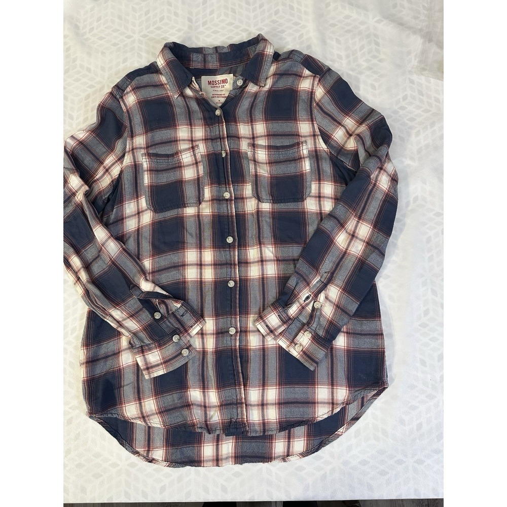 Title: Mossimo Supply Co. Plaid Flannel Boyfriend Shirt – Navy/Red/White